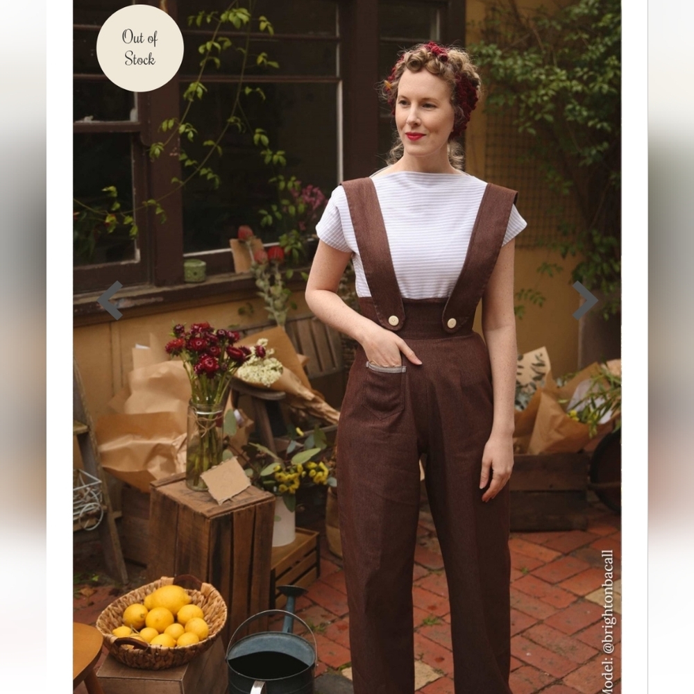 Vivien of holloway pinafore trousers, chocolate denim